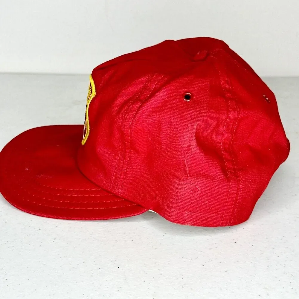 Vintage Smith &‎ Wesson Red Adjustable Snapback Hat Old Logo Patch